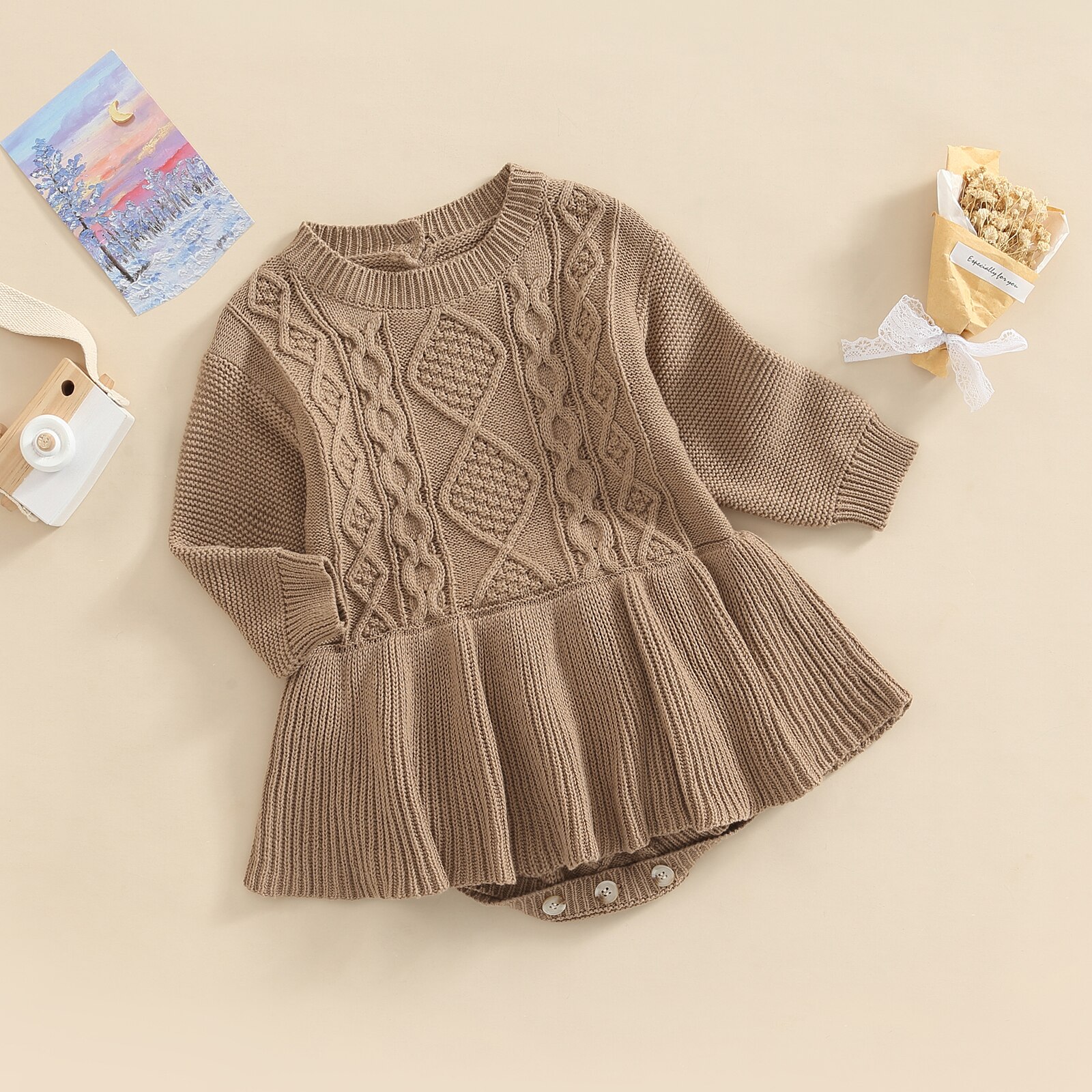 FOCUSNORM-0-24M-Autumn-Winter-Knitted-Sweater-Romper-Dress-For-Baby-Girls-Boys-Long-Sleeve-Solid-1