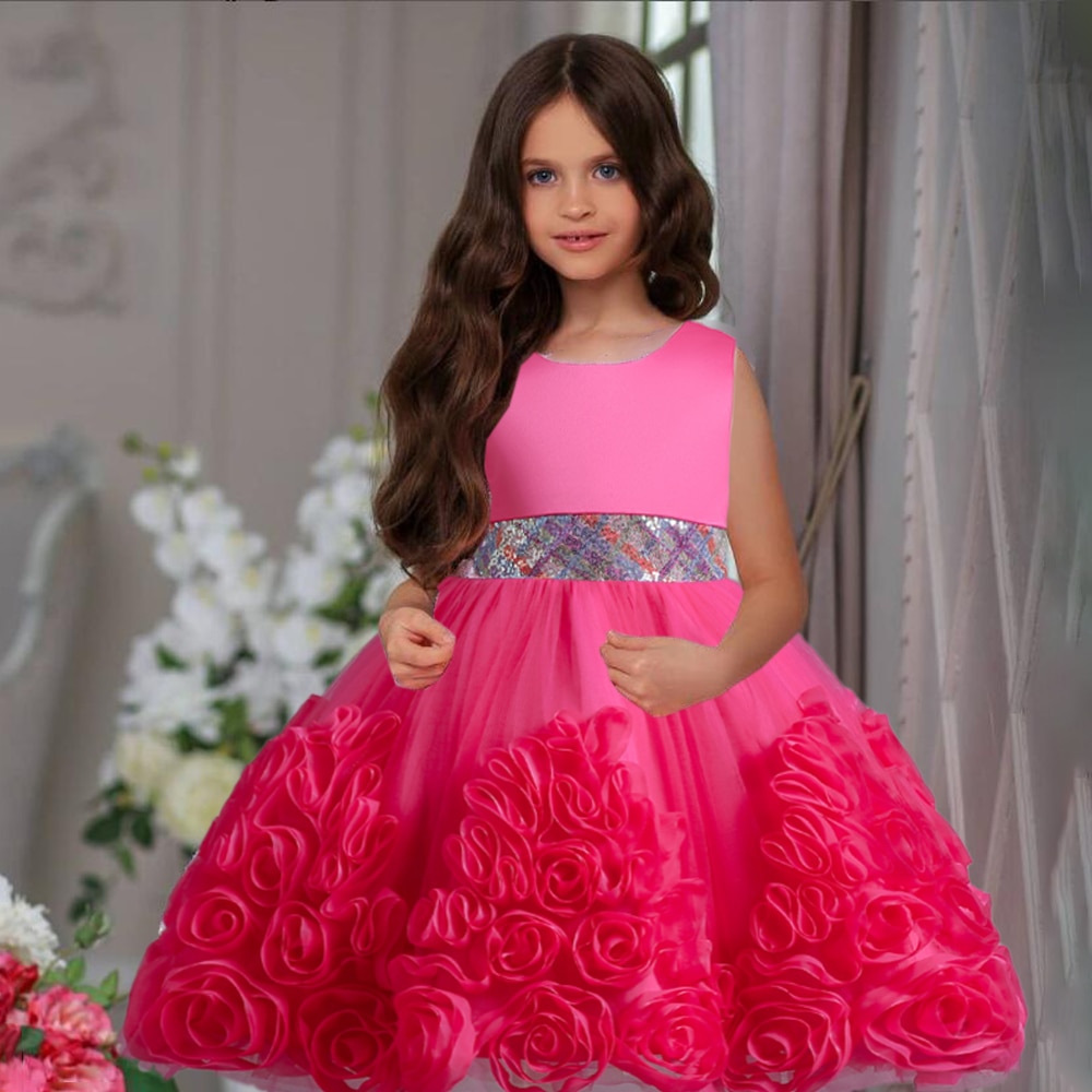 Summer-Flower-Wedding-Dress-For-Girl-Kids-Tutu-Sequin-Birthday-Party-Dress-Bow-Elegant-Princess-Dress-1