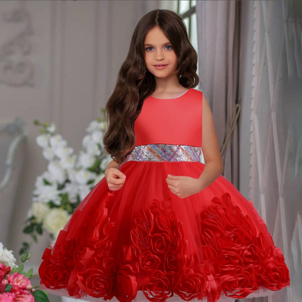 Summer-Flower-Wedding-Dress-For-Girl-Kids-Tutu-Sequin-Birthday-Party-Dress-Bow-Elegant-Princess-Dress-5