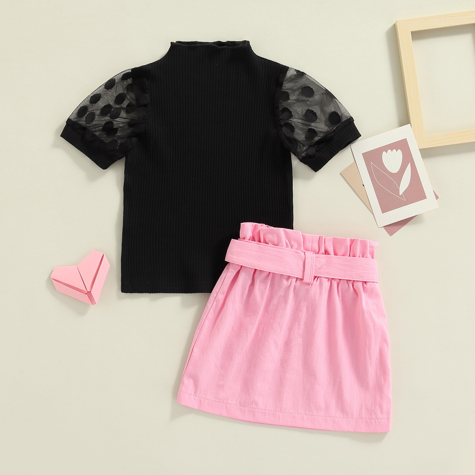 1-6Y-Kids-Girls-Summer-Clothes-Sets-2022-Fashion-Baby-Dots-Puff-Short-sleeved-Tops-Elastic-5