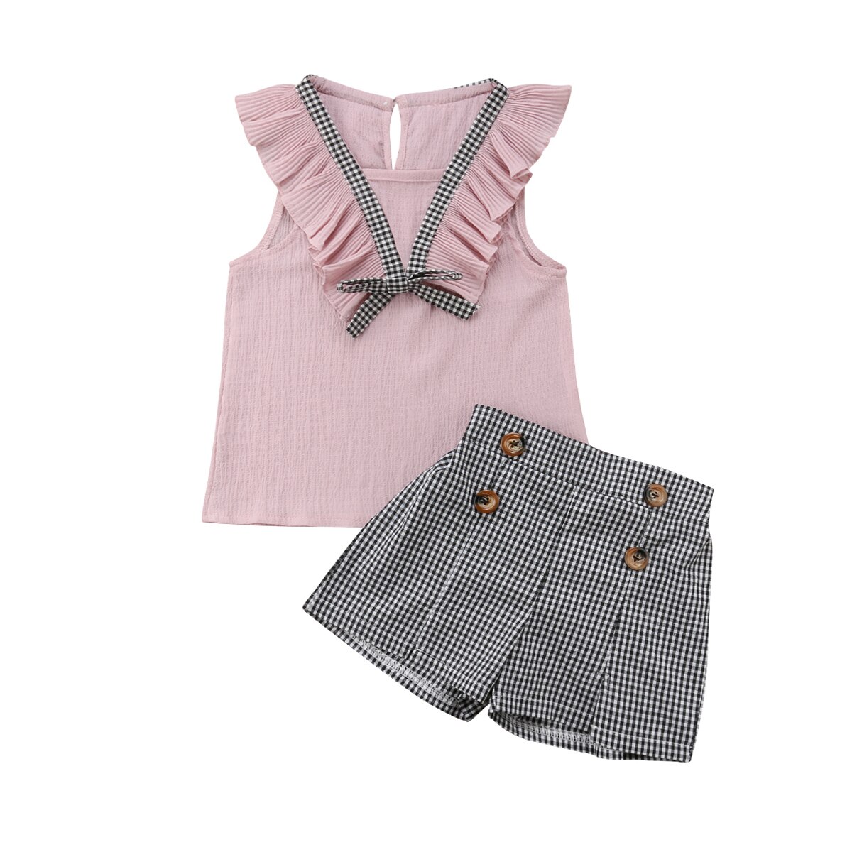 2-9Y-Kids-Girls-Summer-Clothes-Sets-Baby-Ruffle-Sleeveless-Tops-Plaid-Short-Pant-Children-Casual-5