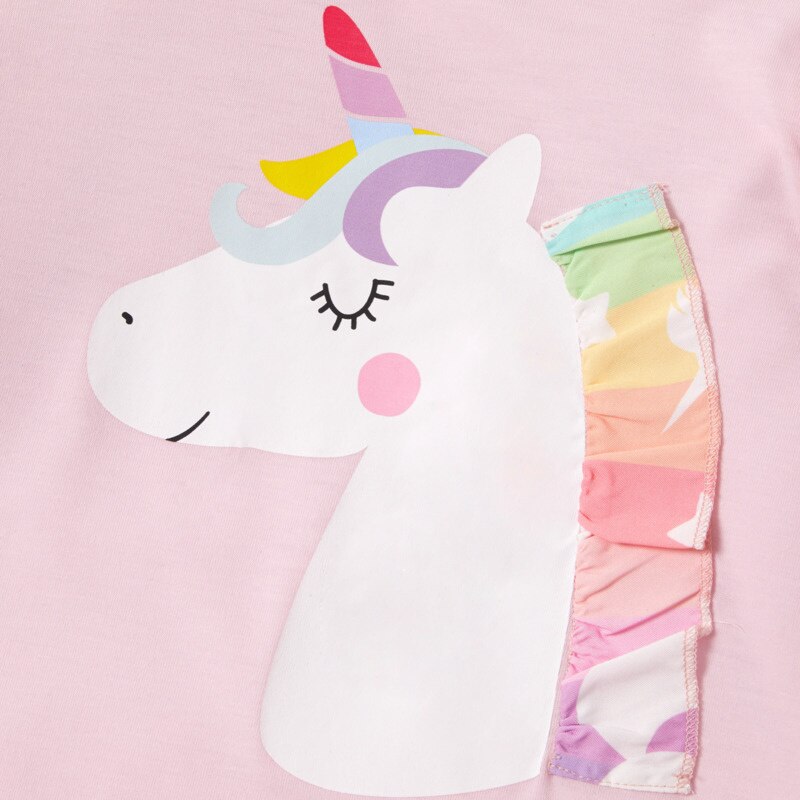 2022-Spring-New-Little-Girls-Clothing-Pink-Clothes-Set-Cartoon-Unicorn-Long-Sleeve-T-shirt-Skirt-4