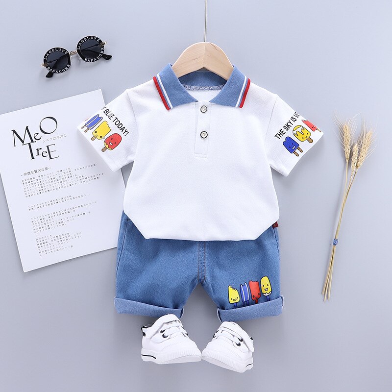 Baby-Boy-Clothes-0-4Y-Summer-Short-Sleeve-Kids-Fashion-Set-Cartoon-Lapel-T-Shirt-Denim-1