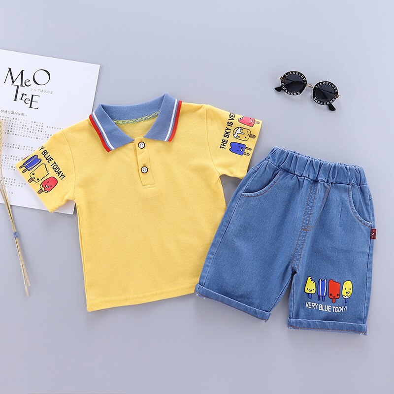 Baby-Boy-Clothes-0-4Y-Summer-Short-Sleeve-Kids-Fashion-Set-Cartoon-Lapel-T-Shirt-Denim-3