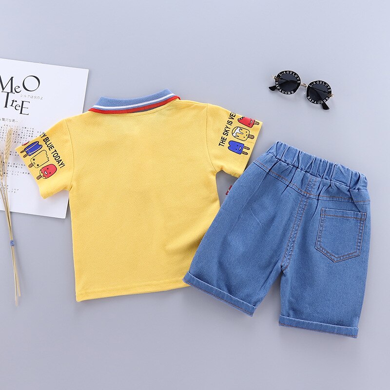Baby-Boy-Clothes-0-4Y-Summer-Short-Sleeve-Kids-Fashion-Set-Cartoon-Lapel-T-Shirt-Denim-4