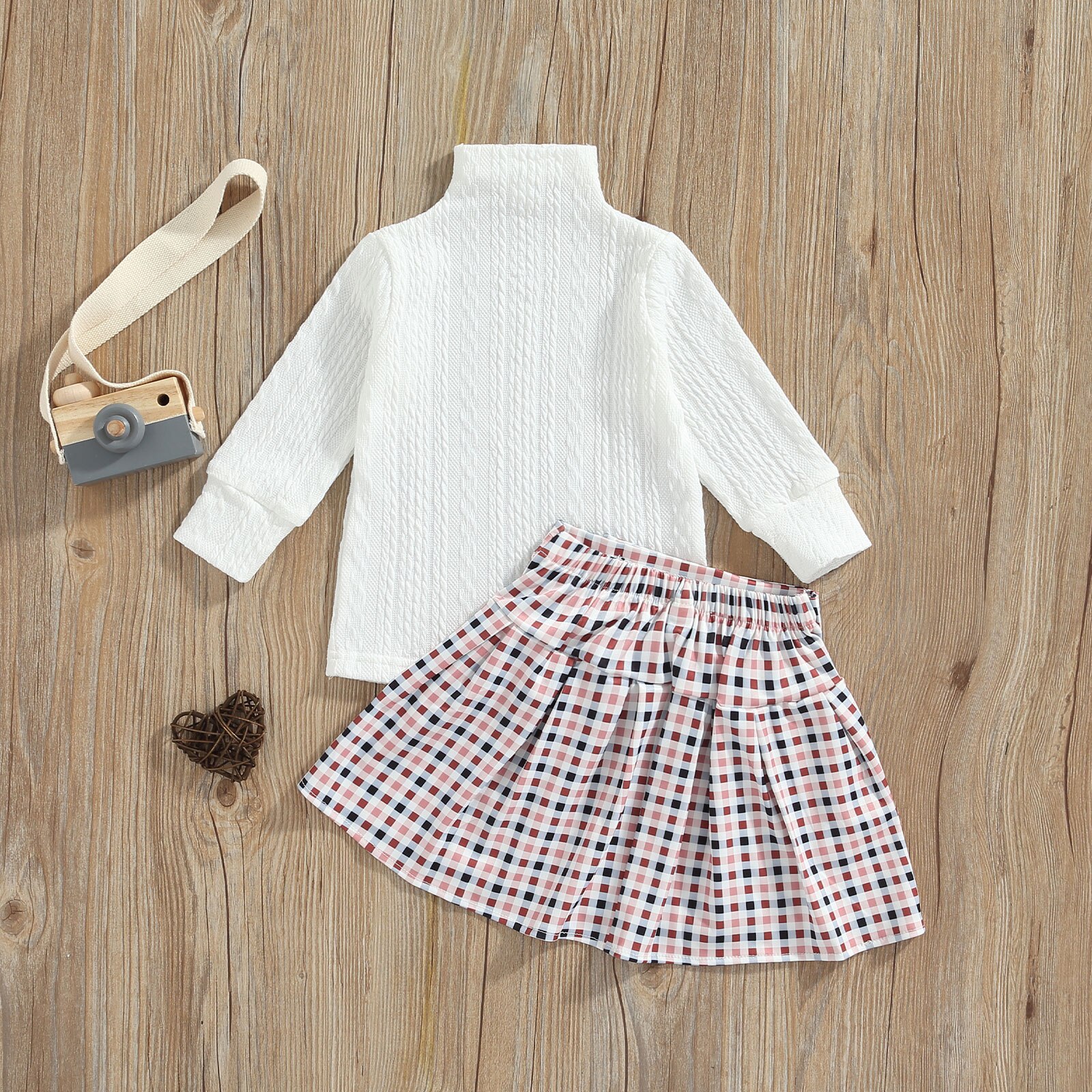 Citgeett-Autumn-Kids-Infant-Girls-Skirt-Set-Solid-Color-Long-Sleeve-Turtleneck-Pullover-Plaid-Skirt-Spring-2
