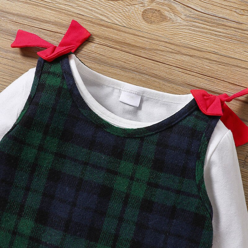 Fashion-Girls-Christmas-Clothes-Sets-2pcs-Solid-Long-Sleeve-Pullover-T-Shirts-Tops-Santa-embroidery-Plaid-2