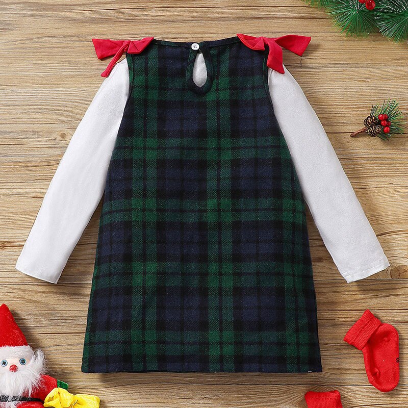 Fashion-Girls-Christmas-Clothes-Sets-2pcs-Solid-Long-Sleeve-Pullover-T-Shirts-Tops-Santa-embroidery-Plaid-5