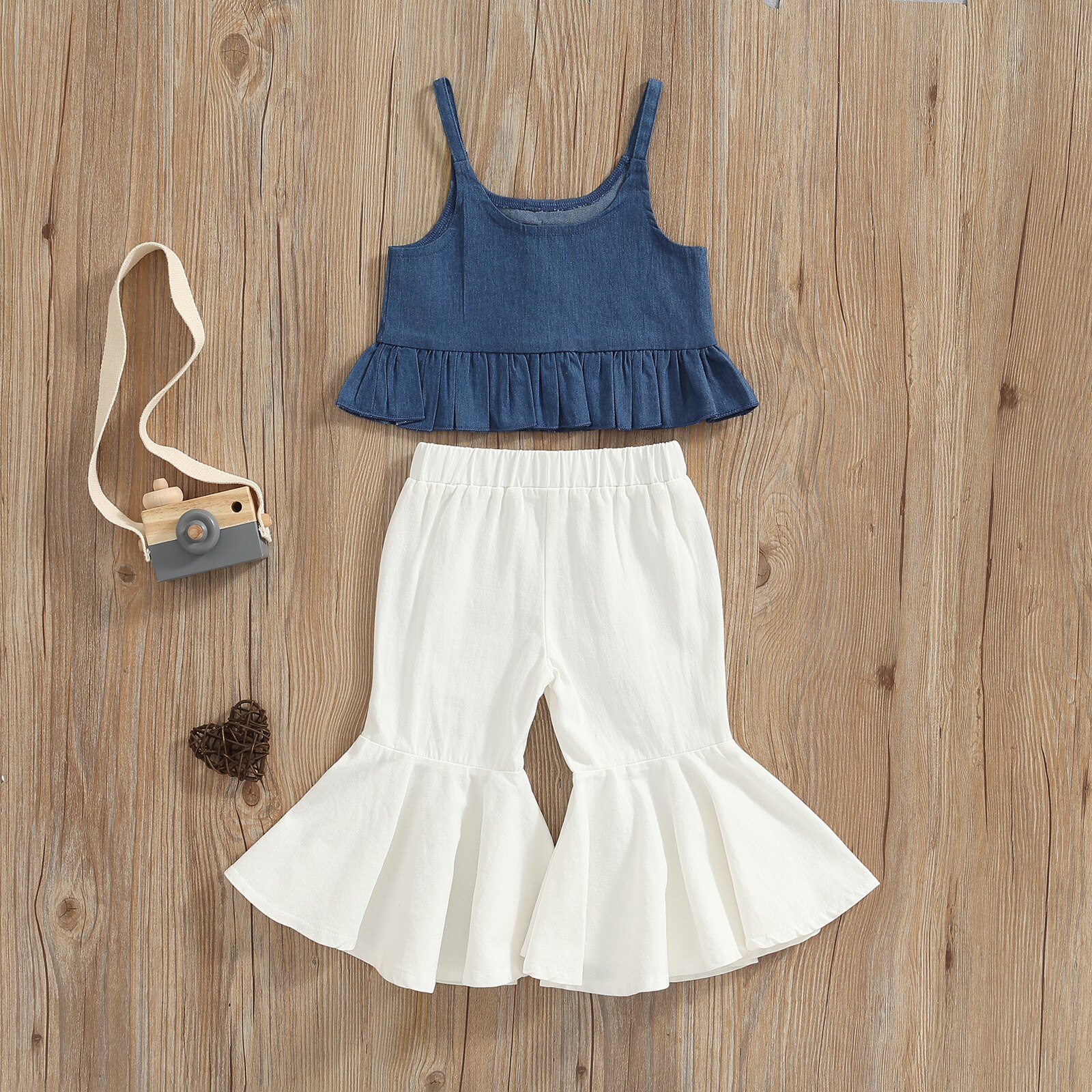 Girls-Clothing-Set-Children-Two-piece-Summer-Clothes-Set-Blue-U-neck-Sleeveless-Tank-Top-and-1