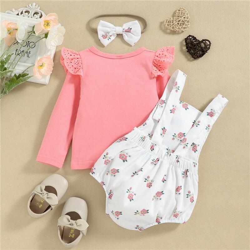Newborn-Baby-Girl-Clothes-Set-Solid-Color-Long-Sleeve-Top-Flower-Romper-Headband-3Pcs-Outfit-New-1