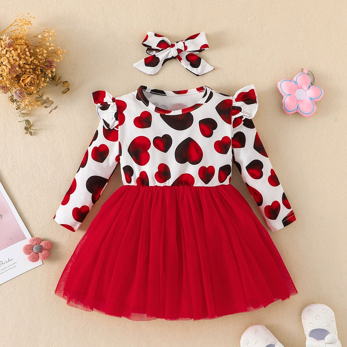 FOCUSNORM-0-3Y-Valentines-Days-Kid-Girl-Dresses-Long-Fly-Sleeve-Round-Heart-Print-Lace-Patchwork-1