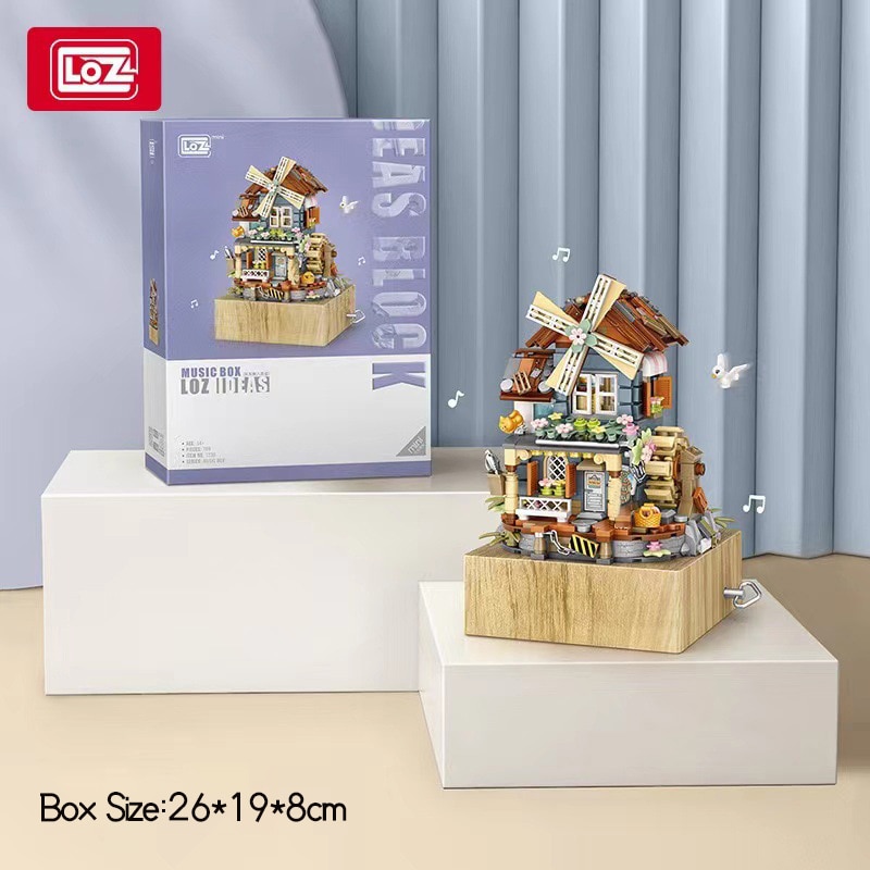 LOZ-MINI-Windmill-Castle-Music-Box-Model-Building-Block-City-Creative-Girls-Dream-Castle-House-Bricks-5