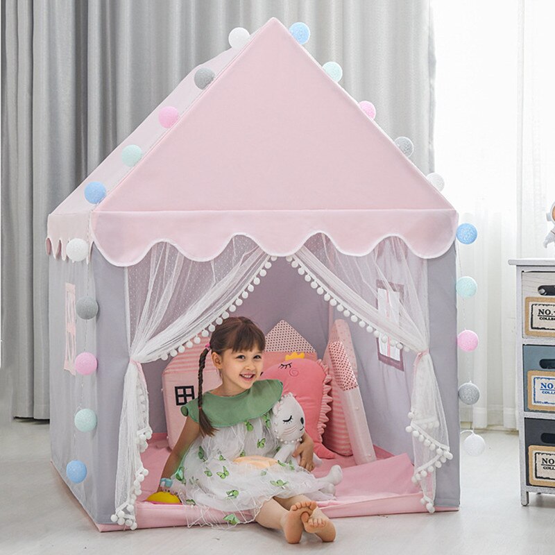 Large-Children-Toy-Tent-1-35M-Wigwam-Folding-Kids-Tents-Tipi-Baby-Play-House-Girls-Pink-1