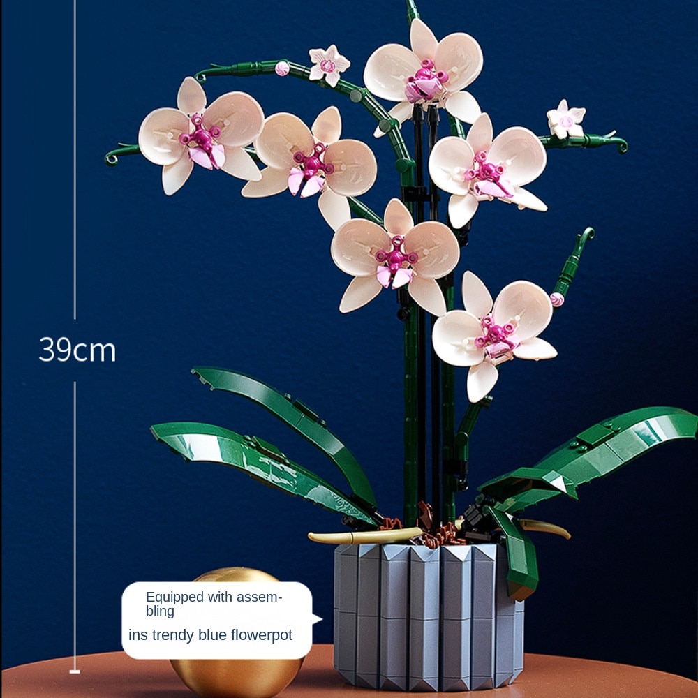 Moc-Bouquet-Orchid-block-flower-Succulents-Potted-Building-Blocks-FIT-for-10311-Romantic-Kit-Assembly-Building-4