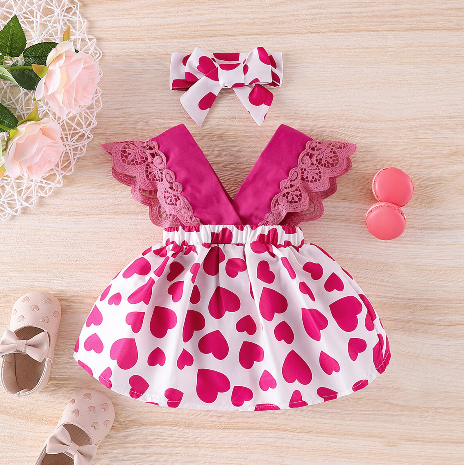 Valentine-s-Day-Infant-Baby-Girls-Heart-Printed-Dress-Sleeveless-V-neck-Lace-Romper-Bodysuit-Dress-1