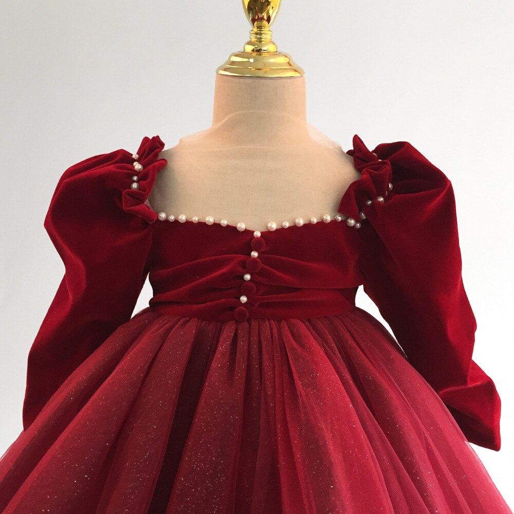 Birthday-dress-for-Baby-Girl-Red-Autumn-Puff-long-sleeve-1-4-Years-Children-S-Christmas-1
