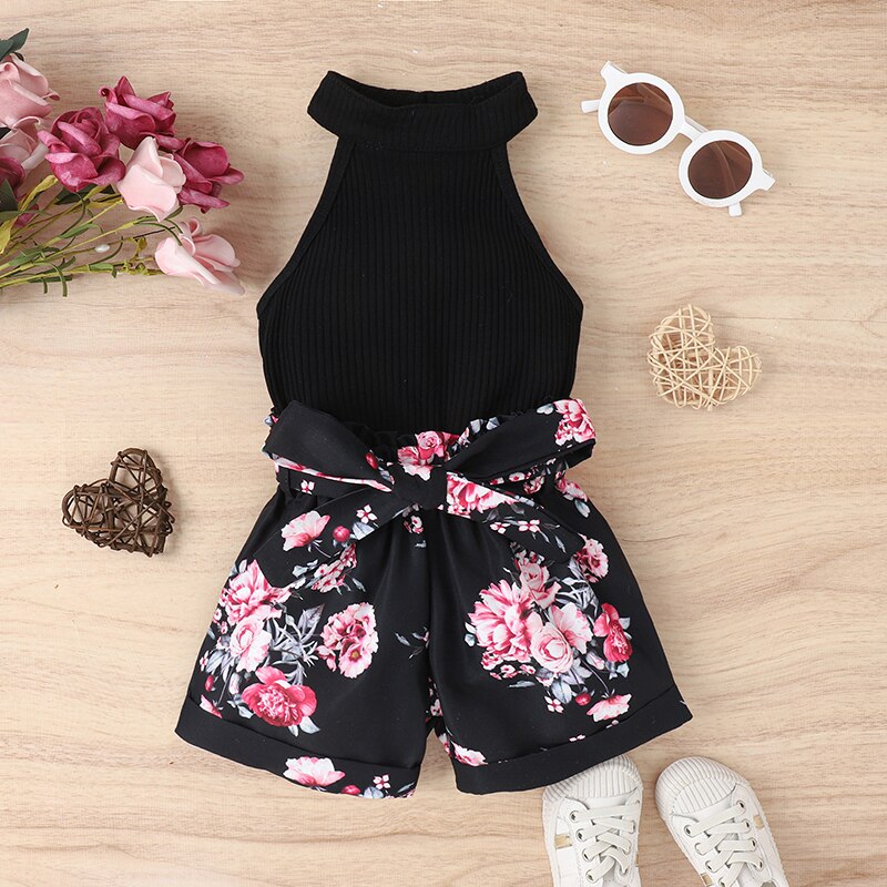 Citgeett-Summer-Kids-Baby-Girls-Outfit-Ribbed-Sleeveless-Tops-and-Elastic-Casual-Floral-Shorts-Belt-ClothesSet-2