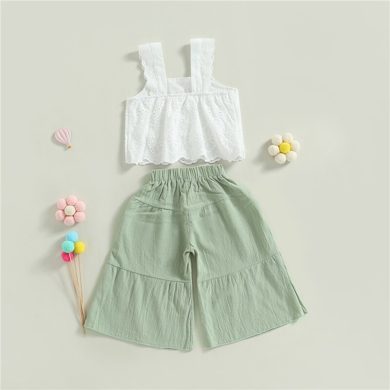 Girls-Clothing-Set-Solid-Color-Sleeveless-Lace-Tank-Tops-and-Casual-Wide-Leg-Pants-Kids-Fashion-1