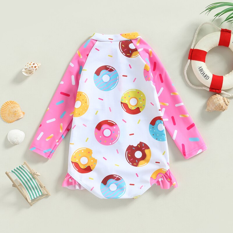 Kids-Girl-Summer-Long-Sleeve-Swimsuits-Ruffle-Trim-Donut-Print-Zipper-Jumpsuit-Swimwear-Beachwear-Bathing-Suits-1