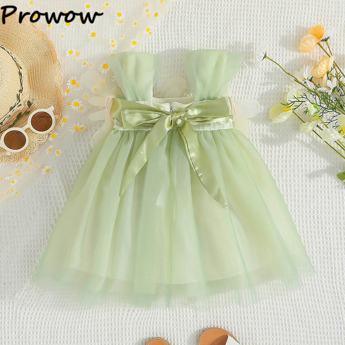 Prowow-1-6Y-2023-Summer-Children-Dresses-Applique-Flower-Princess-Party-Brithday-Dress-For-Girls-Baby-1