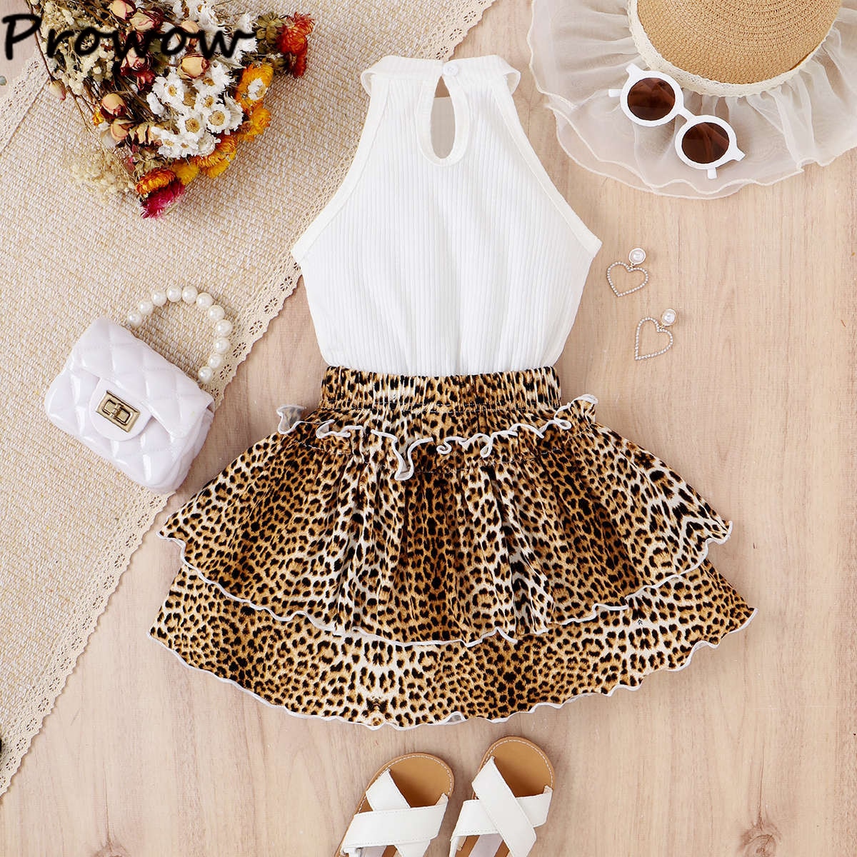Prowow-4-7Y-Children-Skirts-Sets-For-Girls-Halter-Heart-Top-and-Frill-Cake-Skirt-Leopard-5