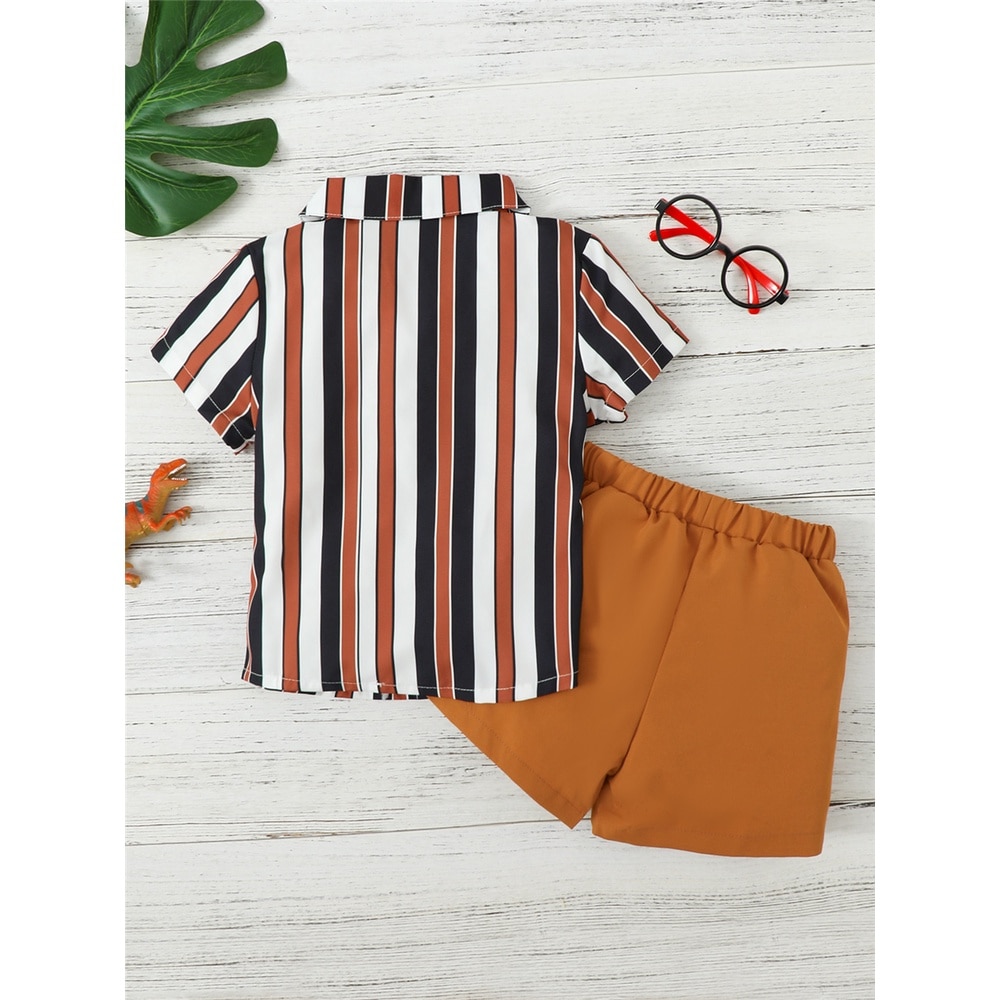 4-7-Years-Clothes-for-Kids-Baby-Boy-Set-Summer-Striped-Short-Sleeves-Shirt-Solid-Pants-2
