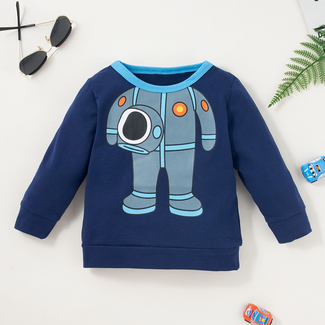Children-s-Clothing-Set-With-A-Round-Neck-Printed-Long-Sleeved-Top-And-Pants-Two-piece-2