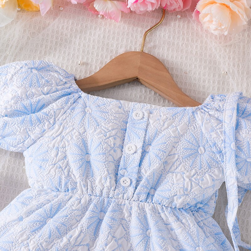 Dress-For-Kids-1-6-Years-old-Birthday-Korean-Style-Puff-Sleeve-Cute-Blue-Princess-Formal-2