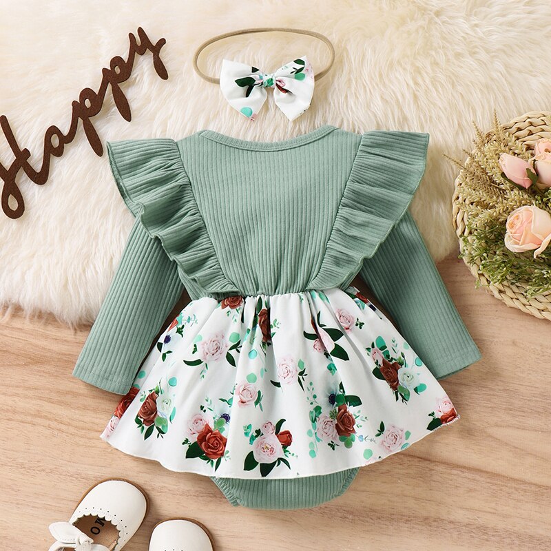 Infant-Baby-Girl-Spring-Autumn-Jumpsuit-Ribbed-Flora-Print-Patchwork-Ruffled-Long-Sleeve-Romper-Dress-Bow-5