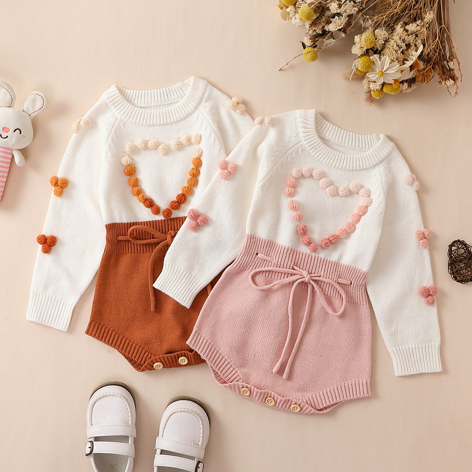 Newborn-Baby-Girls-Sweater-Romper-Autumn-Winter-Knit-Clothes-Long-Sleeve-Contrast-Color-Heart-Crotch-Button-1