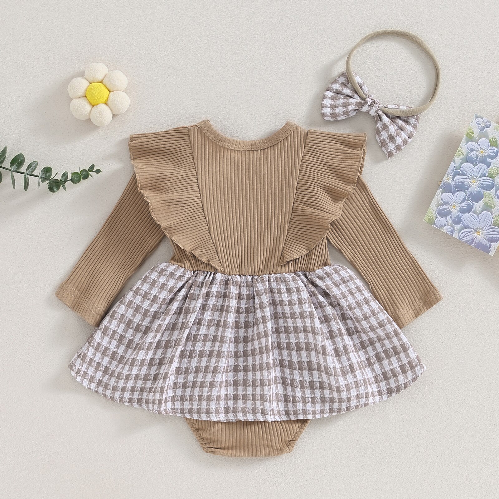 Pudcoco-Baby-Girls-2-Piece-Outfits-Houndstooth-Print-Long-Sleeves-Romper-Dress-and-Cute-Headband-for-2